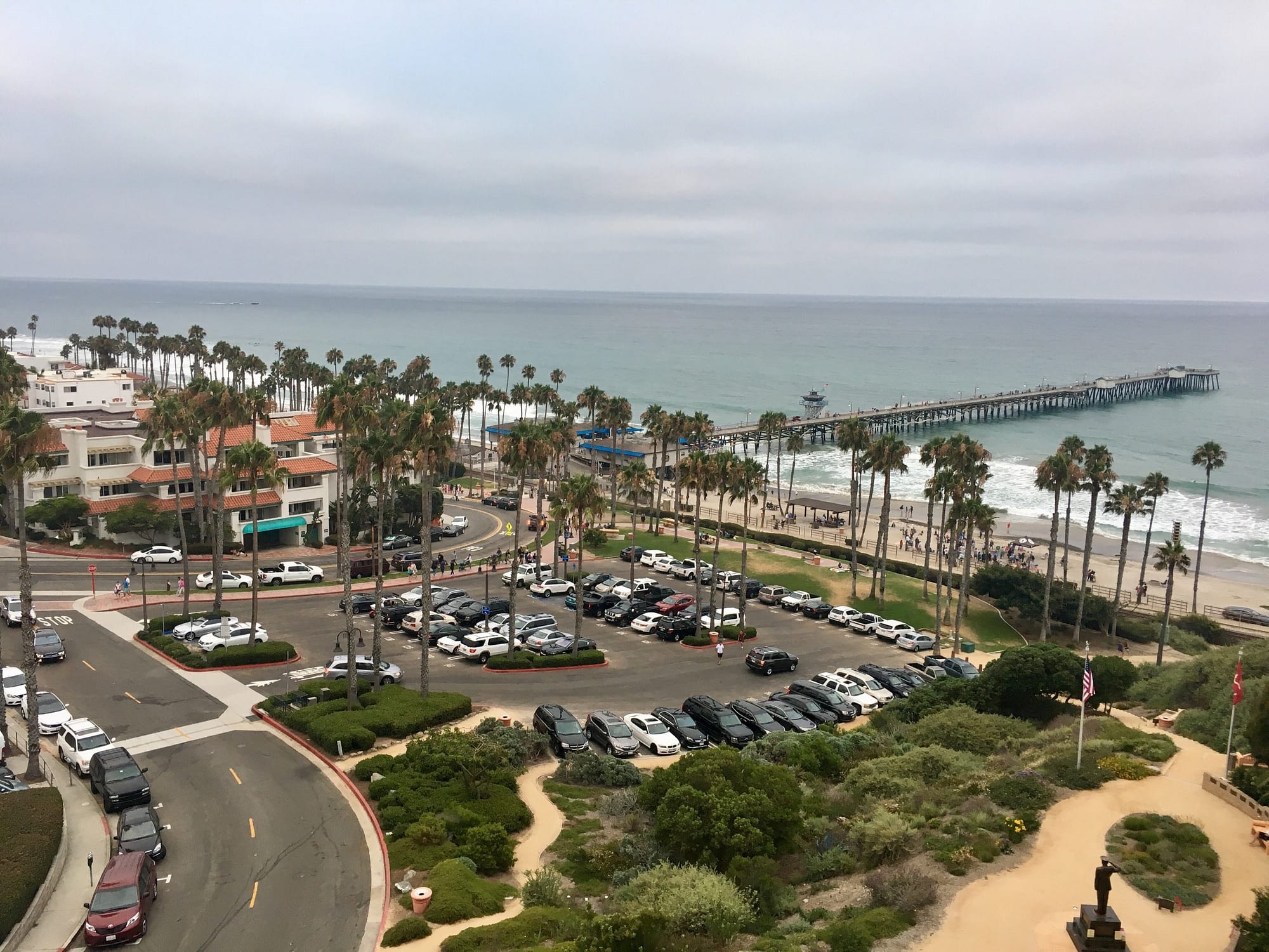 parking lot overlooking san clemente beach in california